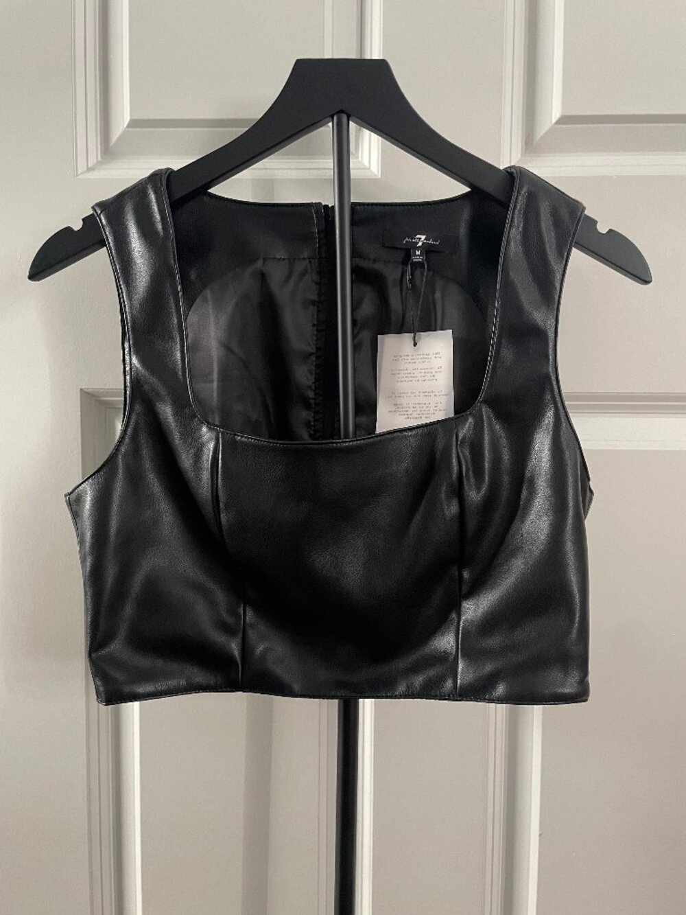 NWT Women's 7 For All Mankind Faux Leather Crop Top Medium Brand New with Tags
